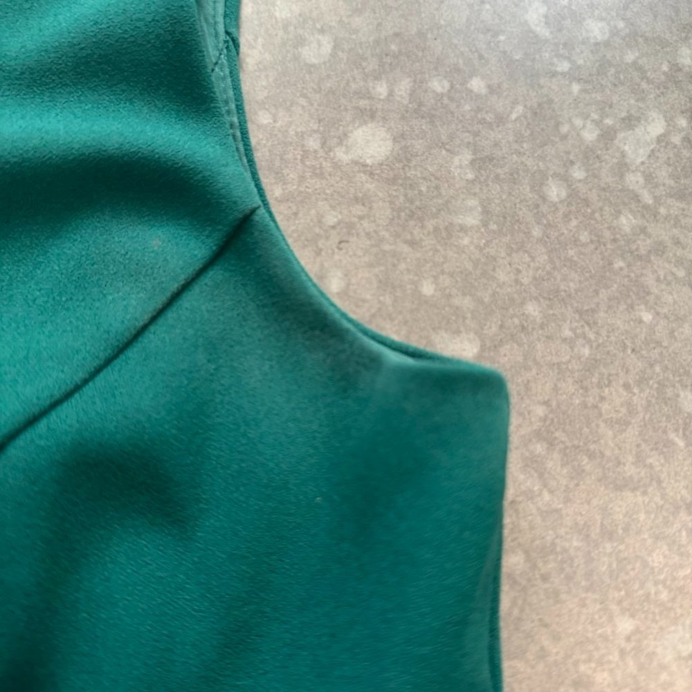 By & By Emerald Green Fit & Flare Dress – Sleeveless V-Neck Party Dress - Picture 9 of 16